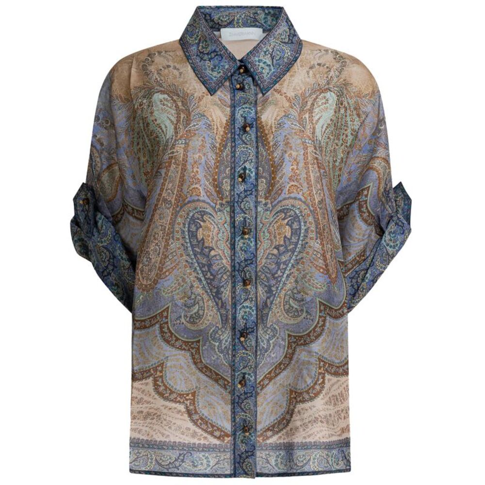 Zimmermann Women Wanderlust Short-Sleeved Silk Shirt